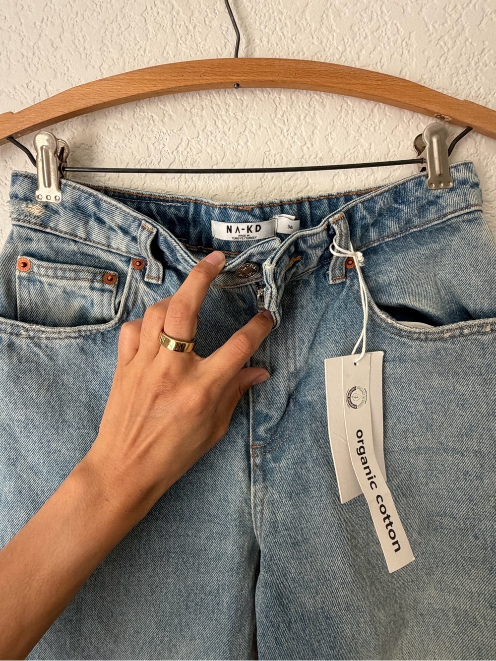 NWT Na-Kd Straight Mid Waist Jeans Mid Blue Size EU36 or US6 Organic Cotton - Picture 4 of 10